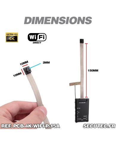 Micro caméra UHD 4K WiFi à intégrer enregistrement continu et détection de mouvement avec télécommande 128Go