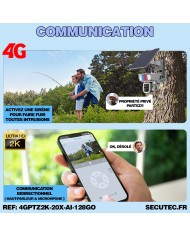 Double caméra pilotable solaire 4G UHD 2K waterproof Zoom X20 autotracking IR détection de mouvement microSD 128 Go