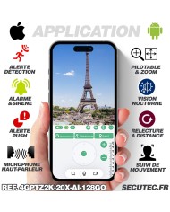 Double caméra pilotable solaire 4G UHD 2K waterproof Zoom X20 autotracking IR détection de mouvement microSD 128 Go