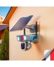 Double caméra pilotable solaire Wifi UHD 2K waterproof Zoom X20 autotracking IR détection de mouvement microSD 128 Go