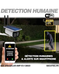 Caméra solaire Wifi UHD 2K waterproof Infrarouge accès à distance via iPhone Android 128 Go inclus