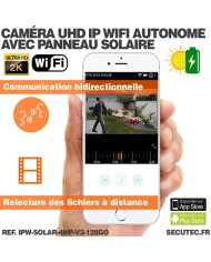 Caméra solaire Wifi UHD 2K waterproof Infrarouge accès à distance via iPhone Android 128 Go inclus