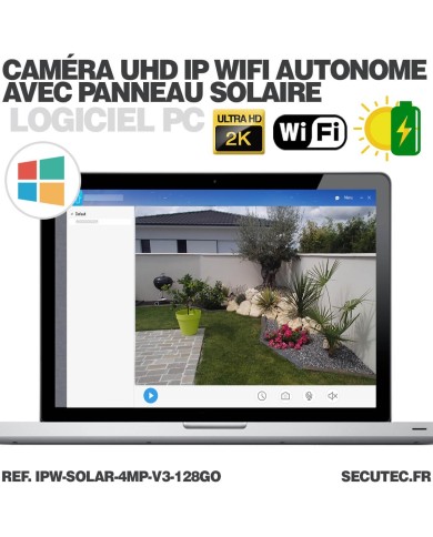 Caméra solaire Wifi UHD 2K waterproof Infrarouge accès à distance via iPhone Android 128 Go inclus