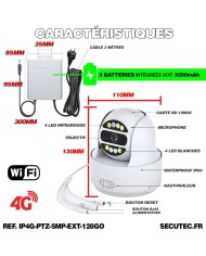 Camera exterieur 4G WiFi pilotable UHD 4K detection de mouvement et de presence humaine 128Go