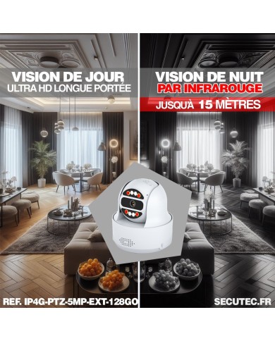 Camera exterieur 4G WiFi pilotable UHD 4K detection de mouvement et de presence humaine 128Go