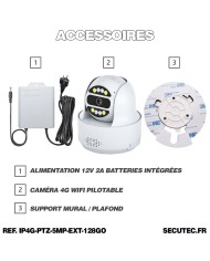 Camera exterieur 4G WiFi pilotable UHD 4K detection de mouvement et de presence humaine 128Go