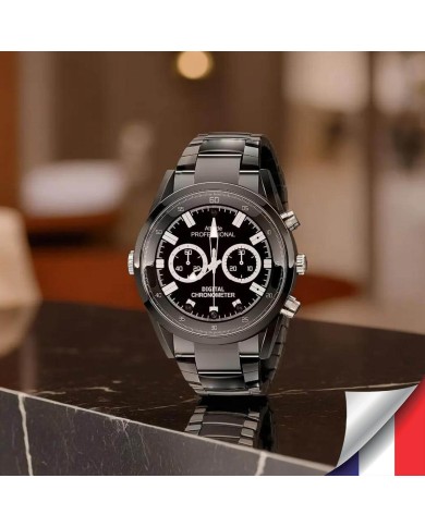 Montre espion caméra Full HD 1080p vidéo audio photo dictaphone batterie rechargeable bracelet métal mémoire 32 Go