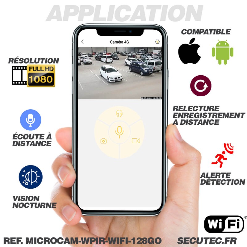 Caméra HD 1080P d'Extérieur Espion avec Wi-Fi: Audio