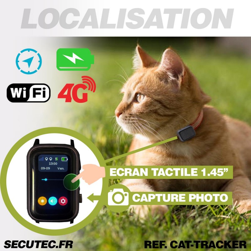 Collier GPS Chat/chien – Localisation Temps Réel, étanche IPX5, Sans Abonnement, Compatible IOS/Android, Bleu