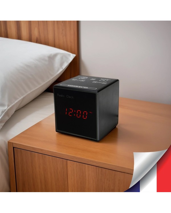 Horloge Caméra Espion WiFi Ultra HD 2K | Radio-Réveil Espion Bluetooth avec Vision Nocturne et 128 Go
