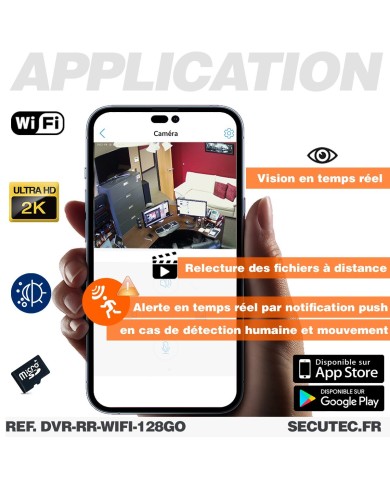 Horloge Caméra Espion WiFi Ultra HD 2K | Radio-Réveil Espion Bluetooth avec Vision Nocturne et 128 Go