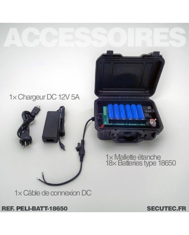 Pélicase étanche avec batterie lithium rechargeable 57.6 A avec sortie 12V