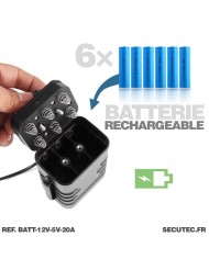 Boîtier batterie portable étanche XP67 avec 6 piles 18650 (19,2 A) – Alimentation spécialisée pour caméras 12V et 5V