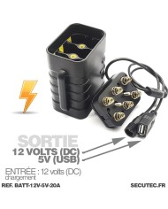 Boîtier batterie portable étanche XP67 avec 6 piles 18650 (19,2 A) – Alimentation spécialisée pour caméras 12V et 5V