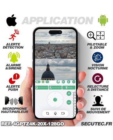 Double caméra pilotable solaire 4G Ultra HD 4K waterproof Zoom X10 autotracking IR détection de mouvement avec alarme et sirène