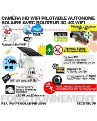 Kit caméra pilotable solaire Wifi HD 1080P waterproof Infrarouge 64 Go inclus avec routeur GSM 3G 4G WiFi