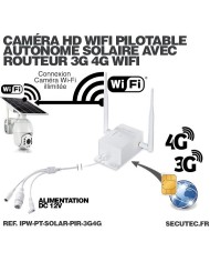 Kit caméra pilotable solaire Wifi HD 1080P waterproof Infrarouge 64 Go inclus avec routeur GSM 3G 4G WiFi