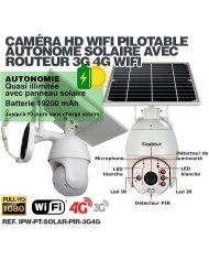 Kit caméra pilotable solaire Wifi HD 1080P waterproof Infrarouge 64 Go inclus avec routeur GSM 3G 4G WiFi