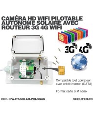 Kit caméra pilotable solaire Wifi HD 1080P waterproof Infrarouge 64 Go inclus avec routeur GSM 3G 4G WiFi
