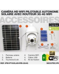 Kit caméra pilotable solaire Wifi HD 1080P waterproof Infrarouge 64 Go inclus avec routeur GSM 3G 4G WiFi