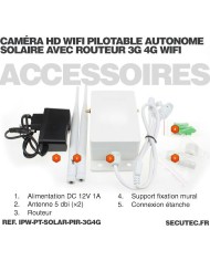 Kit caméra pilotable solaire Wifi HD 1080P waterproof Infrarouge 64 Go inclus avec routeur GSM 3G 4G WiFi