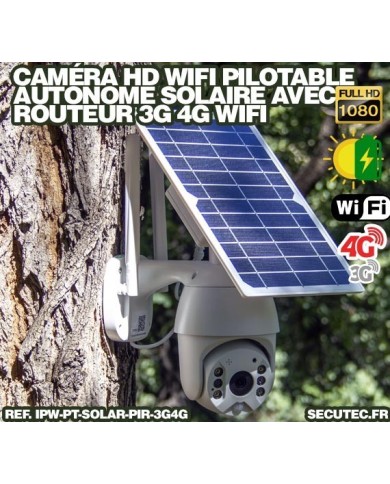 Kit caméra pilotable solaire Wifi HD 1080P waterproof Infrarouge 64 Go inclus avec routeur GSM 3G 4G WiFi