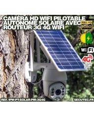 Kit caméra pilotable solaire Wifi HD 1080P waterproof Infrarouge 64 Go inclus avec routeur GSM 3G 4G WiFi