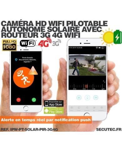 Kit caméra pilotable solaire Wifi HD 1080P waterproof Infrarouge 64 Go inclus avec routeur GSM 3G 4G WiFi