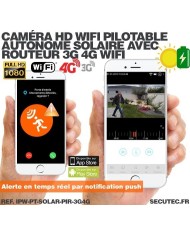 Kit caméra pilotable solaire Wifi HD 1080P waterproof Infrarouge 64 Go inclus avec routeur GSM 3G 4G WiFi