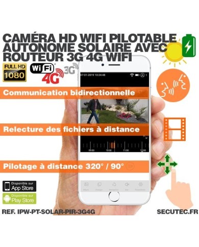 Kit caméra pilotable solaire Wifi HD 1080P waterproof Infrarouge 64 Go inclus avec routeur GSM 3G 4G WiFi