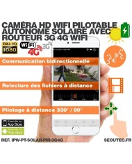 Kit caméra pilotable solaire Wifi HD 1080P waterproof Infrarouge 64 Go inclus avec routeur GSM 3G 4G WiFi