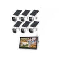 Kit vidéosurveillance WiFi 6 caméras solaires PIR Ultra HD et un écran LCD 10,1" récepteur enregistreur
