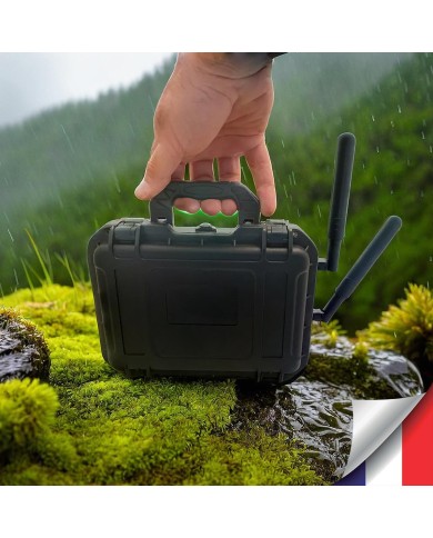 Routeur 3G 4G WiFi autonome Pélicase étanche batterie lithium rechargeable 57.6 A