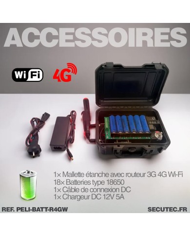 Routeur 3G 4G WiFi autonome Pélicase étanche batterie lithium rechargeable 57.6 A