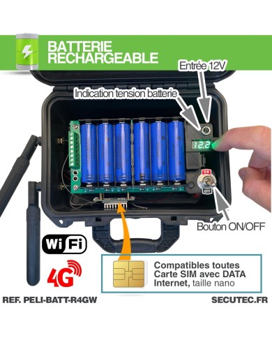 Routeur 3G 4G WiFi autonome Pélicase étanche batterie lithium rechargeable 57.6 A