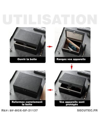 Boîte faraday blindée gris clair blocage de signal 21x13x7cm