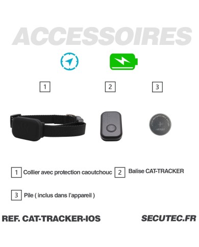 Collier traceur IOS temps reel sans abonnement pour chat et petit chien