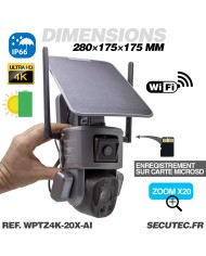 Double caméra pilotable solaire Wifi Ultra HD 4K waterproof Zoom X20 autotracking IR détection de mouvement avec alarme et sirèn