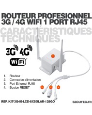 Kit vidéosurveillance 6 caméras solaires UHD 2K Wifi un écran LCD 10,1 récepteur enregistreur microSD 128 Go routeur 3G 4G WiFi