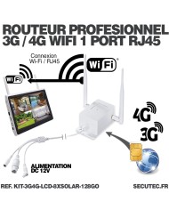 Kit vidéosurveillance 8 caméras solaires UHD 2K Wifi un écran LCD 10,1 récepteur enregistreur microSD 128 Go routeur 3G 4G WiFi