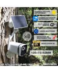 Kit vidéosurveillance 8 caméras solaires UHD 2K Wifi un écran LCD 10.1 récepteur enregistreur microSD 128 Go