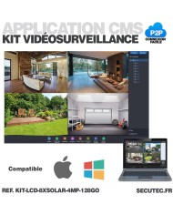 Kit vidéosurveillance 8 caméras solaires UHD 2K Wifi un écran LCD 10.1 récepteur enregistreur microSD 128 Go