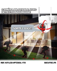 Kit vidéosurveillance WiFi 4 caméra solaire pilotable PIR Ultra HD avec écran LCD 10.1 récepteur enregistreur 1To