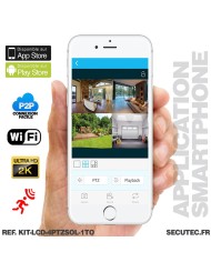 Kit vidéosurveillance WiFi 4 caméra solaire pilotable PIR Ultra HD avec écran LCD 10.1 récepteur enregistreur 1To