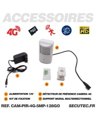 Détecteur de présence avec micro caméra IP 4G accès à distance via iPhone Android enregistrement Ultra HD 5MP sur micro SD jusqu