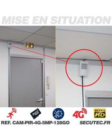 Détecteur de présence avec micro caméra IP 4G accès à distance via iPhone Android enregistrement Ultra HD 5MP sur micro SD jusqu