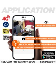 Détecteur de présence avec micro caméra IP 4G accès à distance via iPhone Android enregistrement Ultra HD 5MP sur micro SD jusqu