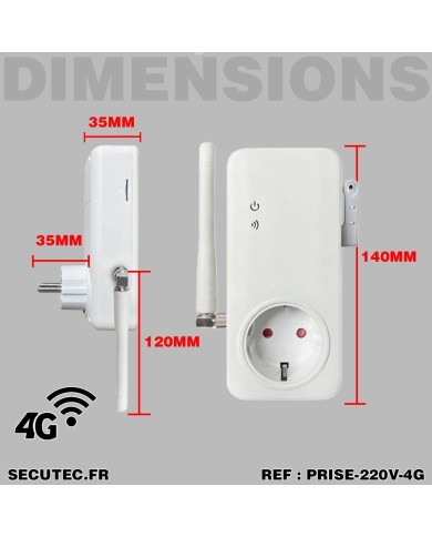 Prise Connectée GSM 4G - Contrôle à Distance et Alertes Coupure de Courant et Température