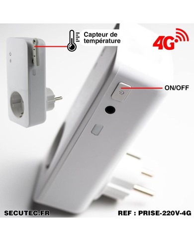 Prise Connectée GSM 4G - Contrôle à Distance et Alertes Coupure de Courant et Température