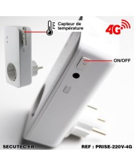 Prise Connectée GSM 4G - Contrôle à Distance et Alertes Coupure de Courant et Température